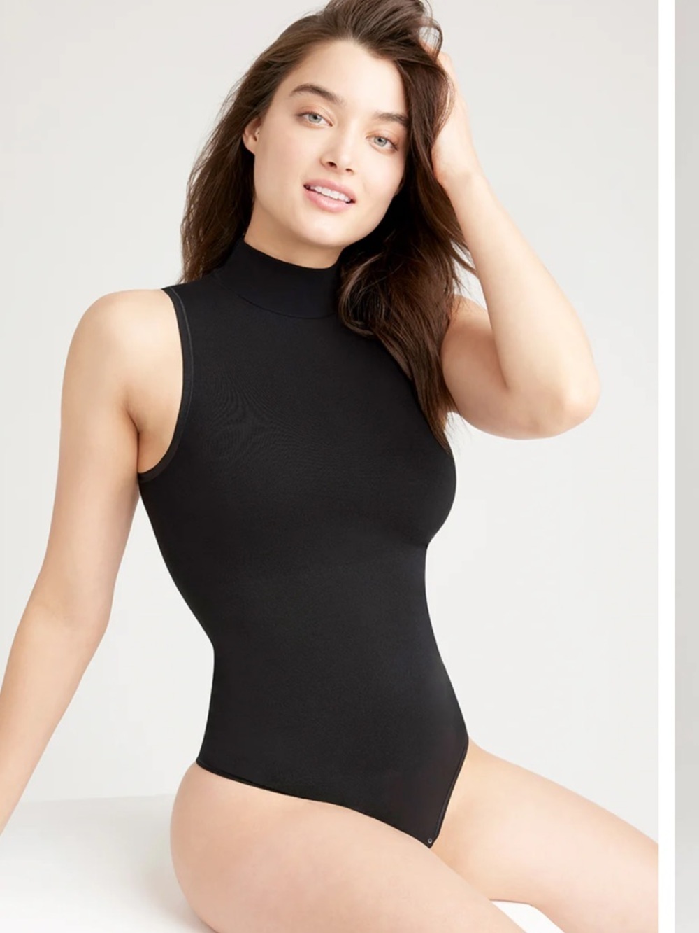 Yummie by Heather Thomson Black Sleeveless Mock-Neck Bodysuit